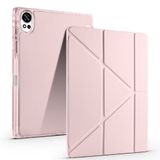 Coverzone Huawei Matepad 12X ile uyumlu Kılıf Kalem Koyma Bölmeli Stand Olan Uyku Modlu Suni Deri, Yarı transparan Silikon Arka Yüzey ergonomik yapılı, Attravtive Smart Cover Rose Gold
