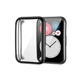 Coverzone Huawei Watch Fit 2 Akıllı Saat ile uyumlu Tpu Çerçeveli Tam Kaplayan Toz ve Kirden Koruyan Ekran Koruyucu Çerçeveli Kılıf (SİYAH)