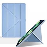 Coverzone iPad Air 13 ile uyumlu (2024) A2898 Kılıf Kalem Koyma Bölmeli Stand Olan Uyku Modlu Suni Deri, Yarı transparan Silikon Arka Yüzey ergonomik yapılı, Attravtive Smart Cover Mavi