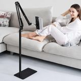 Coverzone iPad Uyumlu Tablet Tutucu Döner Başlıklı Dirsekli Metal Ayarlanabilir Zemin Standı, Tablet Zemin Standı Siyah Geniş Uyumluluk Ellerinizi Ev İçin Serbest Bırakın 130cm Siyah Renk 307-Black