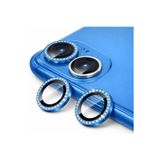 Coverzone İphone 11 / 12 / 12 Mini İle Uyumlu Parlak Taşlı Mavi Özel Tasarım Kamera Lens Koruyucu