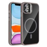 Coverzone iPhone 11 ile Uyumlu Z-Etro MagSafe Wireless Şarj Destekli, Güçlü Manyetik Tutucu, Stand Olabilen, Kamera Lens Hediyeli Koruyucu Kılıf Gri