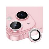 Coverzone İPhone 11 Pro / 11 Pro Max / 12 Pro İle Uyumlu Yüksek Kalite Parlak Elmas Desenli Taşlı Pembe Özel Tasarım Kamera Lens Koruyucu İDB-91