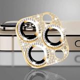 Coverzone iPhone 11 Pro ile uyumlu/iPhone 11 Pro Max Uyumlu 9H Elmas Desenli Taşlı Tek Parça Kamera Lens Koruyucu (Gold)