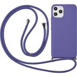 CoverZone iPhone 11 Pro İpli Boyun Askılı Silikon Kadife İç Yüzeyli Epiphany Lila Cep Telefonu Kılıfı