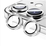 Coverzone İPhone 11/12 / 12 Mini İle Uyumlu Yüksek Kalite Parlak Elmas Desenli Taşlı Gümüş Özel Tasarım Kamera Lens Koruyucu İDB-91