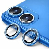 Coverzone İPhone 11/12 / 12 Mini İle Uyumlu Yüksek Kalite Parlak Elmas Desenli Taşlı Mavi Özel Tasarım Kamera Lens Koruyucu İDB-91