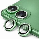 Coverzone İPhone 11/12 / 12 Mini İle Uyumlu Yüksek Kalite Parlak Elmas Desenli Taşlı Yeşil Özel Tasarım Kamera Lens Koruyucu İDB-91