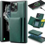 Coverzone iPhone 12 ile uyumlu Deri Kılıf Magsafe ile uyumlu Wallet 2 in 1 Çıkarabilir Kart Tutucu Mıktanıslı Stand olabilen Phone case Deri Kapak Wireless Şarj Özellikli Yeşil