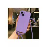 CoverZone iPhone 12 İpli Boyun Askılı Silikon Kadife İç Yüzeyli Epiphany Lila Cep Telefonu Kılıfı