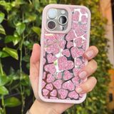 Coverzone iPhone 12 Pro Kılıf ile uyumlu Işıltılı Kalpli Kılıfı AynalıArka Kapak Simli Kalpli Desen Yumuşak Kenar Koruma Heart Şık ve Parlak Tasarım Rosegold