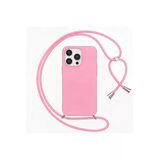 CoverZone iPhone 12 Pro Max İpli Boyun Askılı Silikon Kadife İç Yüzeyli Epiphany Pembe Cep Telefonu Kılıfı