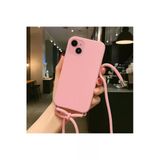 CoverZone iPhone 13 İpli Boyun Askılı Silikon Kadife İç Yüzeyli Epiphany Pembe Cep Telefonu Kılıfı