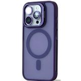 Coverzone iPhone 13 Pro ile uyumlu Kamera Lens Aparatlı Stand Olabilen Magsafe ile uyumlu Kamera Korumalı Şeffaf Full Color Magnetic Wireless Telefon Kılıfı (Derin Mor, iPhone 13 Pro)