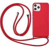 CoverZone iPhone 13 Pro İpli Boyun Askılı Silikon Kadife İç Yüzeyli Epiphany Kırmızı Cep Telefonu Kılıfı