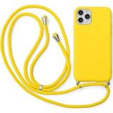 CoverZone iPhone 13 Pro İpli Boyun Askılı Silikon Kadife İç Yüzeyli Epiphany Sarı Cep Telefonu Kılıfı