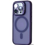 Coverzone iPhone 13 Pro Max ile uyumlu Kamera Lens Aparatlı Stand Olabilen Magsafe ile uyumlu Kamera Korumalı Şeffaf Full Color Magnetic Wireless Telefon Kılıfı (Derin Mor, iPhone 13 Pro Max)