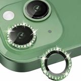 Coverzone İPhone 13/13 Mini İle Uyumlu Yüksek Kalite Parlak Elmas Desenli Taşlı Yeşil Özel Tasarım Kamera Lens Koruyucu İDB-91
