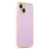 CoverZone iPhone 14 Gold Kenar Pastel Renkli Halcyon Z-Bark Lila Cep Telefonu Kılıfı