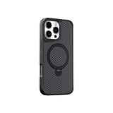 Coverzone iPhone 14 ile uyumlu Kılıf Karbon Fiber Görünümlü Magsafe ile uyumlu Stand olabilen Carbon Case Tam Gövde Koruyucu Telefon Kılıfı Black