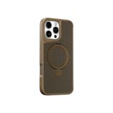 Coverzone iPhone 14 ile uyumlu Kılıf Karbon Fiber Görünümlü Magsafe ile uyumlu Stand olabilen Carbon Case Tam Gövde Koruyucu Telefon Kılıfı Desert Titanium