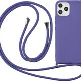 CoverZone iPhone 14 İpli Boyun Askılı Silikon Kadife İç Yüzeyli Epiphany Lila Cep Telefonu Kılıfı