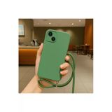 CoverZone iPhone 14 İpli Boyun Askılı Silikon Kadife İç Yüzeyli Epiphany Yeşil Cep Telefonu Kılıfı