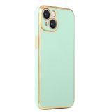 CoverZone iPhone 14 Plus Gold Kenar Pastel Renkli Halcyon Z-Bark Açık Yeşil Cep Telefonu Kılıfı