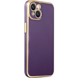 CoverZone iPhone 14 Plus Gold Kenar Pastel Renkli Halcyon Z-Bark Derin Mor Cep Telefonu Kılıfı