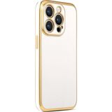 CoverZone iPhone 14 Pro Gold Kenar Pastel Renkli Halcyon Z-Bark Beyaz Cep Telefonu Kılıfı