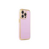 CoverZone iPhone 14 Pro Gold Kenar Pastel Renkli Halcyon Z-Bark Lila Cep Telefonu Kılıfı