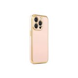 CoverZone iPhone 14 Pro Gold Kenar Pastel Renkli Halcyon Z-Bark Rosegold Cep Telefonu Kılıfı