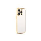 CoverZone iPhone 14 Pro Max Gold Kenar Pastel Renkli Halcyon Z-Bark Kapak Beyaz Cep Telefonu Kılıfı