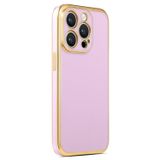 CoverZone iPhone 14 Pro Max Gold Kenar Pastel Renkli Halcyon Z-Bark Kapak Lila Cep Telefonu Kılıfı
