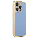 CoverZone iPhone 14 Pro Max Gold Kenar Pastel Renkli Halcyon Z-Bark Kapak Mavi Cep Telefonu Kılıfı