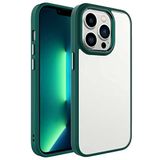 Coverzone iPhone 14 Pro Max ile uyumlu Kılıf Kenarları Renkli Silikon Arkası Şeffaf Sert Kapak iPhone 14 Pro Max ile uyumlu Krop Tam Koruma Kenarı Renkli Kılıf Krop Kapak Koyu Yeşil
