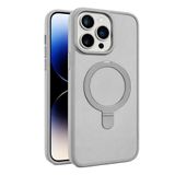 Coverzone iPhone 14 Pro Max ile Uyumlu Mat Transparan PhaqntomRing MagSafe Destekli Standlı Kılıf, Kamera Lens Hediyeli Darbe Emici Şık Tasarım Titanyum