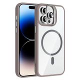 Coverzone iPhone 14 Pro Max ile Uyumlu Z-Etro MagSafe Wireless Şarj Destekli, Güçlü Manyetik Tutucu, Stand Olabilen, Kamera Lens Hediyeli Koruyucu Kılıf Gri