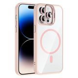 Coverzone iPhone 14 Pro Max ile Uyumlu Z-Etro MagSafe Wireless Şarj Destekli, Güçlü Manyetik Tutucu, Stand Olabilen, Kamera Lens Hediyeli Koruyucu Kılıf Pembe