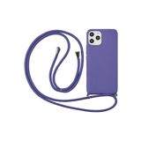 CoverZone iPhone 14 Pro Max İpli Boyun Askılı Silikon Kadife İç Yüzeyli Epiphany Lila Cep Telefonu Kılıfı