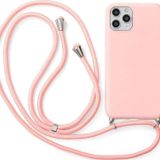 CoverZone iPhone 14 Pro Max İpli Boyun Askılı Silikon Kadife İç Yüzeyli Epiphany Pembe Cep Telefonu Kılıfı