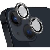 Coverzone İPhone 14/14 Plus İle Uyumlu Yüksek Kalite Parlak Elmas Desenli Taşlı Siyah Özel Tasarım Kamera Lens Koruyucu İDB-91