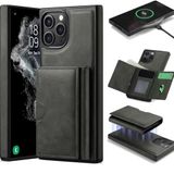 Coverzone iPhone 15 Plus ile uyumlu Deri Kılıf Magsafe ile uyumlu Wallet 2 in 1 Çıkarabilir Kart Tutucu Mıktanıslı Stand olabilen Phone case Deri Kapak Wireless Şarj Özellikli Siyah