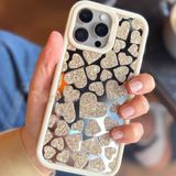 Coverzone iPhone 15 Plus Kılıf ile uyumlu Işıltılı Kalpli Kılıfı AynalıArka Kapak Simli Kalpli Desen Yumuşak Kenar Koruma Heart Şık ve Parlak Tasarım Starlight