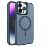 Coverzone iPhone 15 Plus uyumlu Kamera Lens Aparatlı Stand Olabilen Magsafe ile uyumlu Kamera Korumalı Şeffaf Full Color Magnetic Wireless Telefon Kılıfı Lacivert