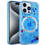 Coverzone İPhone 15 Pro ile Uyumlu Animasyonlu Kablosuz Şarj Destekli Şeffaf Telefon Kılıfı,Konfeti Desen, Darbe Emici Köşe,Kamera Koruyucu Çerçeve, İnce ve Hafif ÖC-1 Tasarım-Mavi