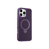Coverzone iPhone 15 Pro ile uyumlu Kılıf Karbon Fiber Görünümlü Magsafe ile uyumlu Stand olabilen Carbon Case Tam Gövde Koruyucu Telefon Kılıfı Purple