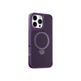 Coverzone iPhone 15 Pro Max ile uyumlu Kılıf Karbon Fiber Görünümlü Magsafe ile uyumlu Stand olabilen Carbon Case Tam Gövde Koruyucu Telefon Kılıfı Purple