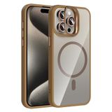Coverzone iPhone 15 Pro Max ile Uyumlu Z-Etro MagSafe Wireless Şarj Destekli, Güçlü Manyetik Tutucu, Stand Olabilen, Kamera Lens Hediyeli Koruyucu Kılıf Desert Titanyum