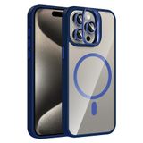 Coverzone iPhone 15 Pro Max ile Uyumlu Z-Etro MagSafe Wireless Şarj Destekli, Güçlü Manyetik Tutucu, Stand Olabilen, Kamera Lens Hediyeli Koruyucu Kılıf Lacivert